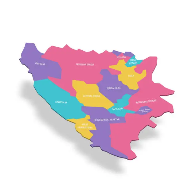 Vector illustration of Bosnia and Herzegovina political map of administrative divisions