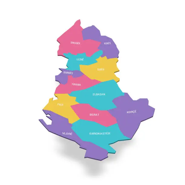 Vector illustration of Albania political map of administrative divisions