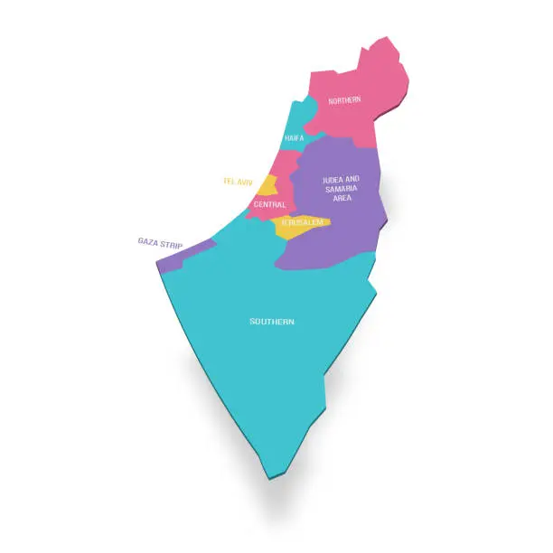Vector illustration of Israel political map of administrative divisions