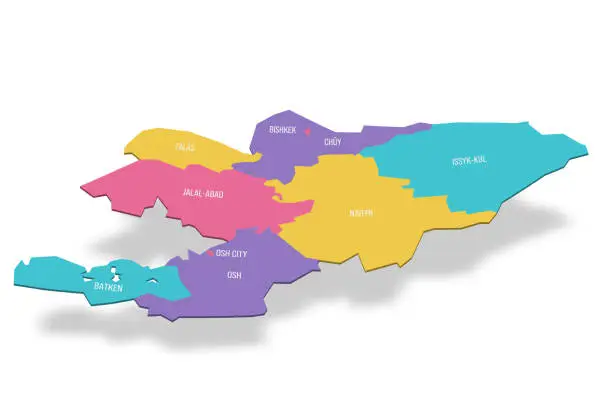 Vector illustration of Kyrgyzstan political map of administrative divisions