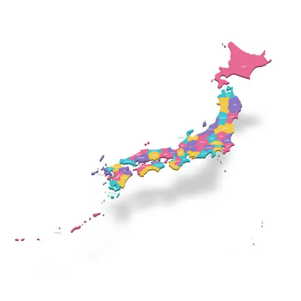 Vector illustration of Japan political map of administrative divisions