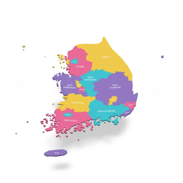 Vector illustration of South Korea political map of administrative divisions