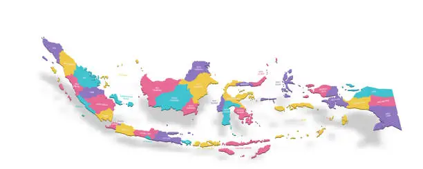 Vector illustration of Indonesia political map of administrative divisions