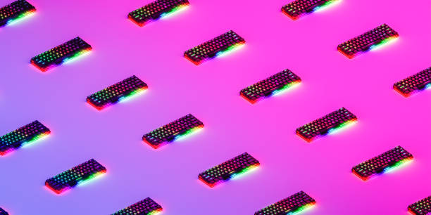 istock Seamless pattern of colorful keyboards 1463231110
