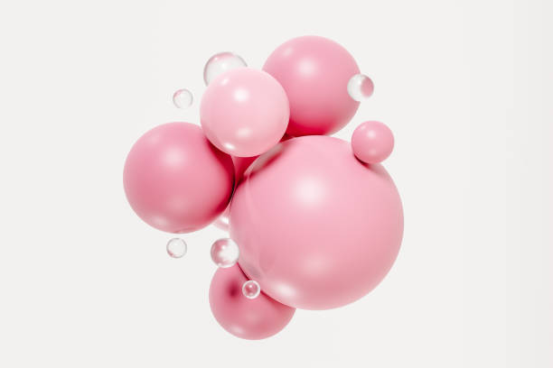 istock Bunch of transparent and pink bubbles 1463232440