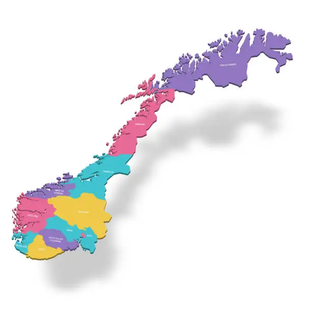 Vector illustration of Norway political map of administrative divisions