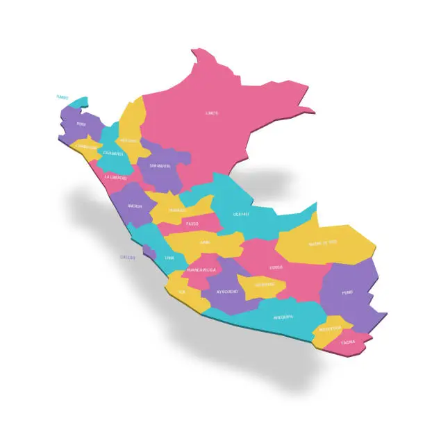 Vector illustration of Peru political map of administrative divisions