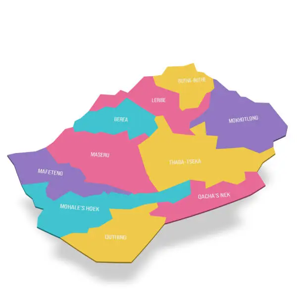 Vector illustration of Lesotho political map of administrative divisions