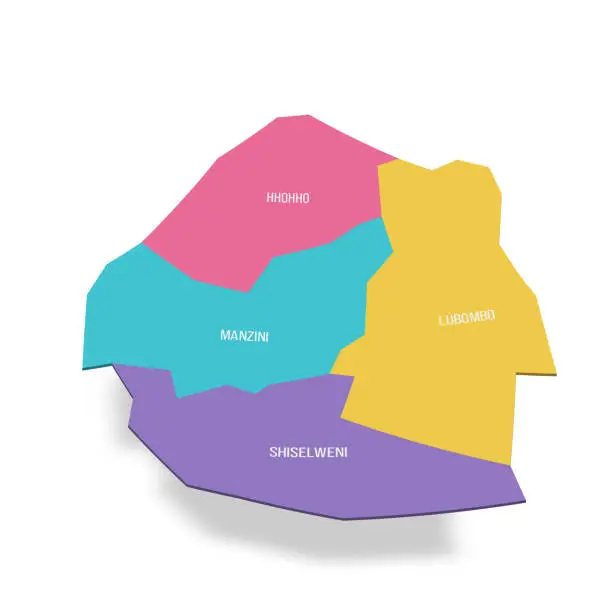 Vector illustration of Eswatini political map of administrative divisions