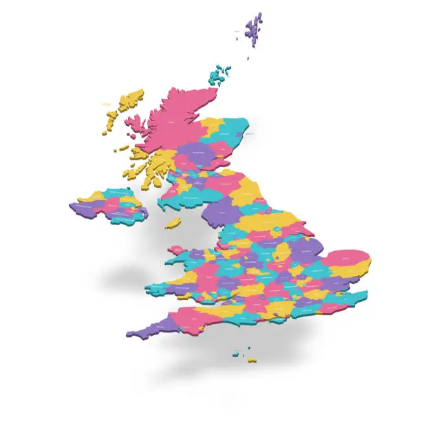 Vector illustration of UK political map of administrative divisions