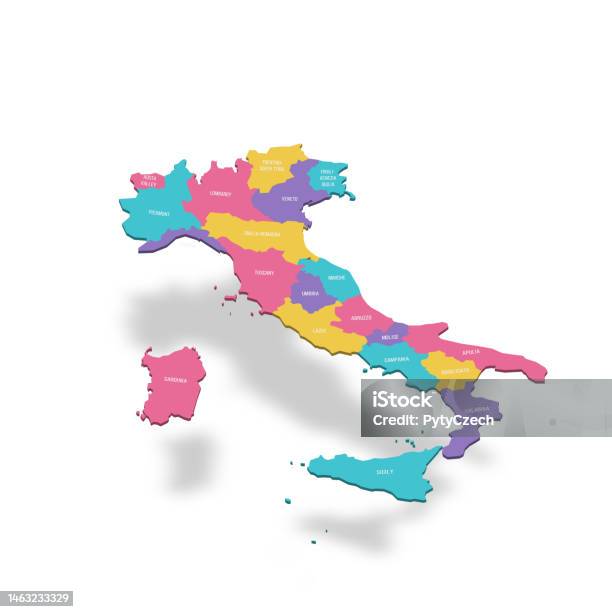 行政区画のイタリアの政治地図 - イラスト素材...