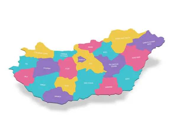 Vector illustration of Hungary political map of administrative divisions