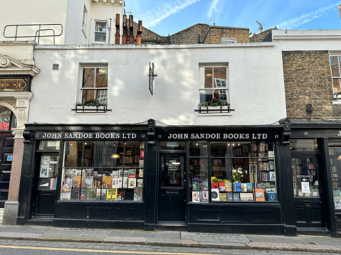 Charming facade of one of the nicest bookshop in London located at Backlands terrace near King's road.