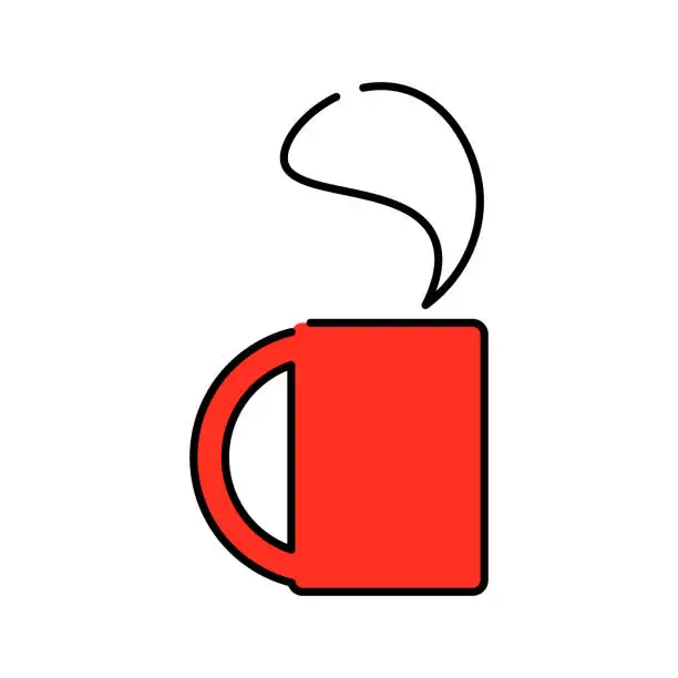 Vector illustration of Line Icon, Mug with a Hot Drink. Cup of Coffee, Cup of Tea.