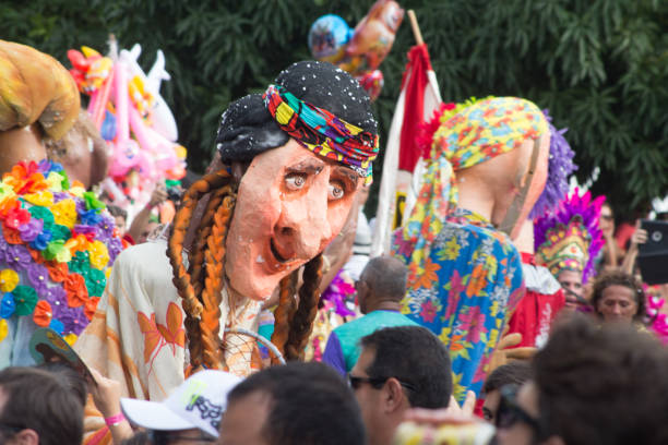 Chapada dos Guimarães, Mato Grosso, Brasil - march, 2, 2014 - giant puppet in the street carnival