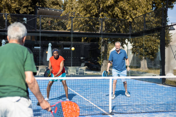 istock Four seniors on their weekend padel play 1463252004