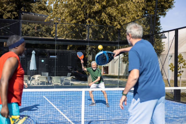 istock Four seniors on their weekend padel play 1463252019