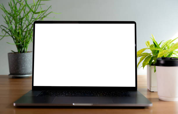 istock close up blank white screen display laptop on table in home office for working as online retailer or video call to others or website template design concept 1463252456