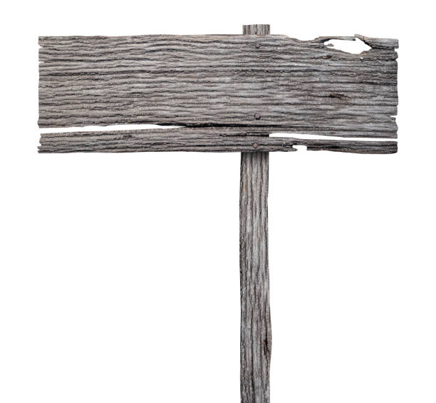 istock Old wooden sign isolated on white background 1463252679