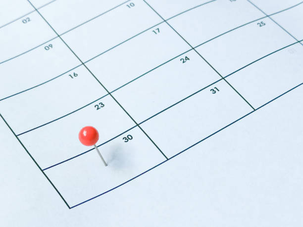 istock Reminder concept with close up image calendar page pinned. 1463268899