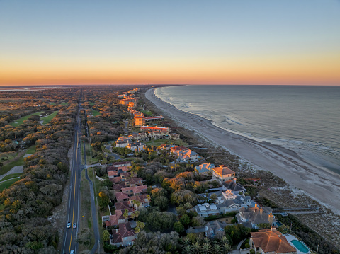 Aerial View of Amelia Island at Sunset - Fernandina Beach, Florida