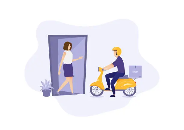 Vector illustration of Online delivery express concept with courier parcel order. Courier shipping concepts with driver. shopping online concept. illustrator vector