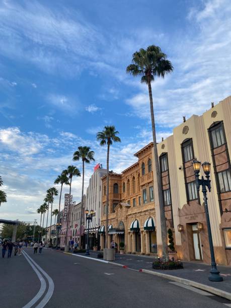 istock Street view with buildings and palm trees 1463279822