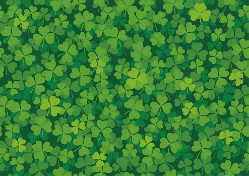 Vector Seamless Clover Background Illustration For St. Patrick’s Day. Horizontally And Vertically Repeatable.