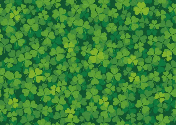 Vector illustration of Vector Seamless Clover Background Illustration For St. Patrick’s Day.