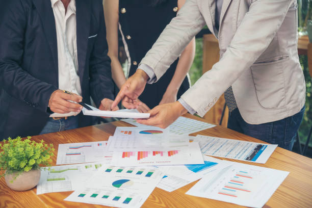 istock Business strategy team report chart, graph, infographic data analyze financial report plan. Hands team partner planning marketing finance statistics sale report with excel spreadsheet accountting 1463281187