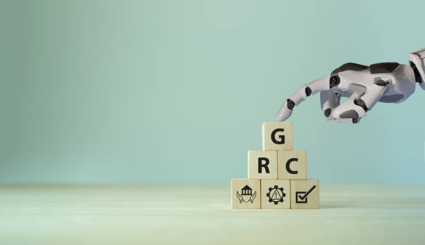 GRC Governance Risk and Compliance concept. Structuring way to align IT with business goals. Reduce wastage, increase efficiency, reduce noncompliance risk, and share information more effectively. concepto de riesgo y cumplimiento de gobierno de grc. estructuración de la forma de alinear la ti con los objetivos del negocio. reduzca el desperdicio, aumente la eficiencia, reduzca el riesgo de incumplimiento y comparta información de manera más efec