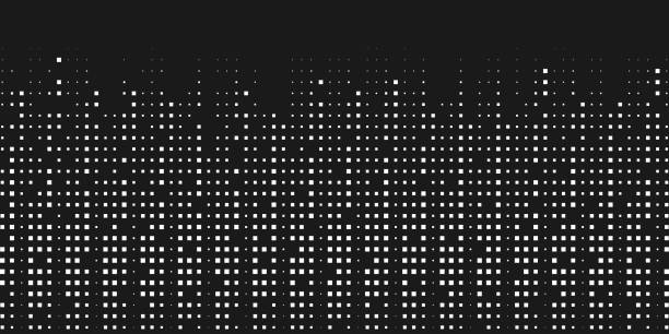 nowoczesny pionowy baner pikselowy w kolorze białym. abstrakcyjna technologia danych cyfrowych kwadratowy wzór biały na czarnym tle - checked white black backgrounds stock illustrations