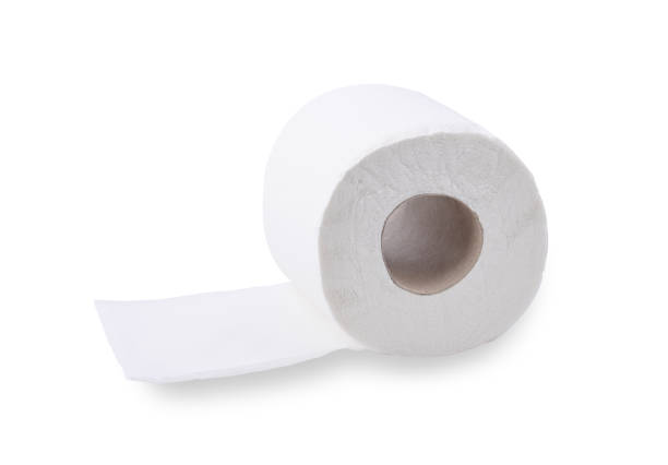 Toilet paper, white tissues isolated on white background