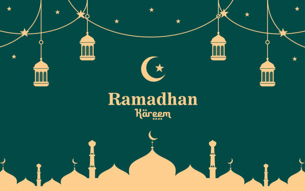 płaski projekt ramadan kareem tło - ramadan stock illustrations