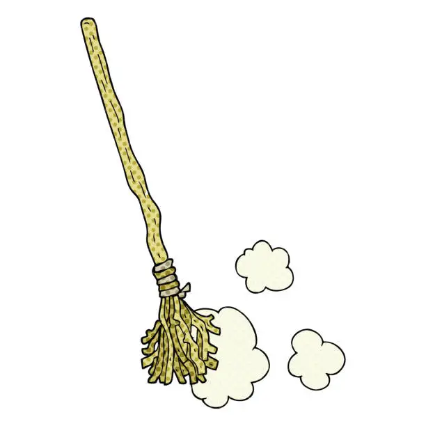 Vector illustration of freehand drawn cartoon witch's broom