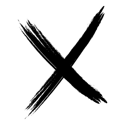Crossed brush stroke. X black mark. Cross sign graphic symbol. Vector illustration isolated on white background.