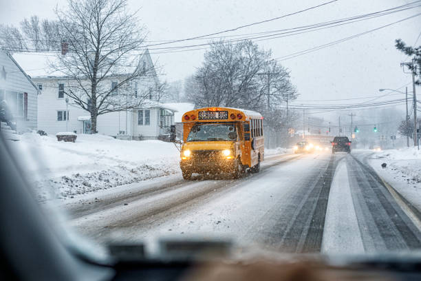 istock Winter Snow Blizzard School Bus 1463305687