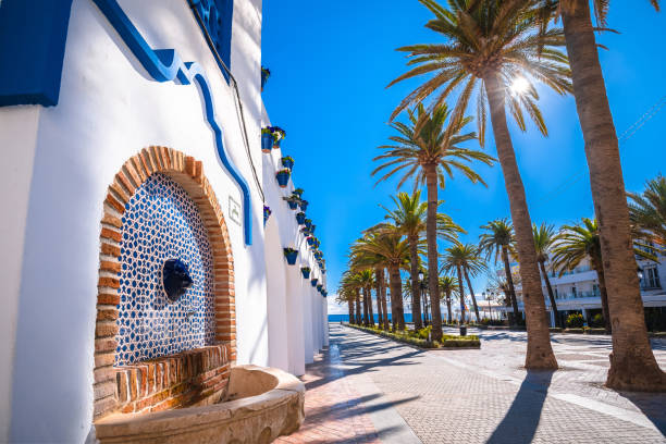 Balcon de Europa and waterfront of Nerja view, Andalusia region of Spain