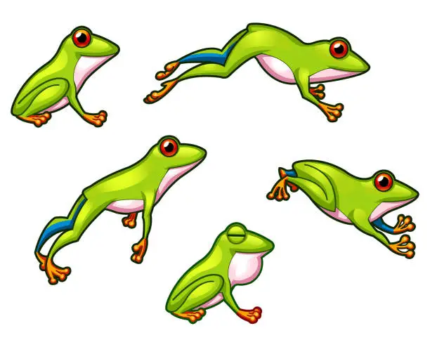 Vector illustration of Frog Jumping Animation
