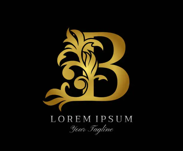 Vector illustration of Gold B Luxury  Icon. Classy B Letter  Design Vector.