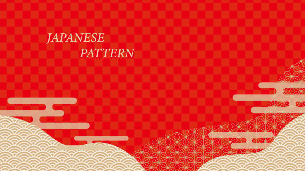 vektorillustration mit japanischem musterhintergrund - stipes stock-grafiken, -clipart, -cartoons und -symbole