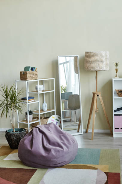 istock Background playful home interior in pastel muted colors with comfy bean bag 1463319564