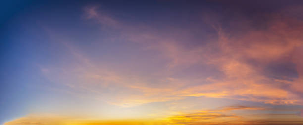 istock Beautiful dramatic and colorful sky at sunset over the mountains, Banner panorama 1463320011