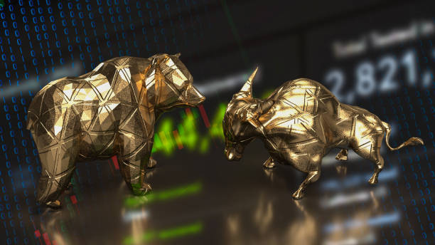 istock The gold bull and bear on chart for business concept 3d rendering 1463321171