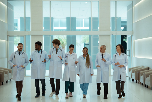 Portrait of Doctors and medical students with various gestures to prepare for patient care