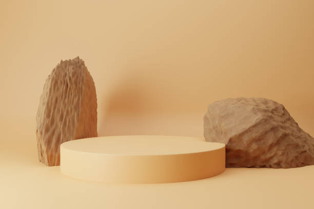 istock 3d render of podium for product presentation. Abstract minimal background. 1463332227