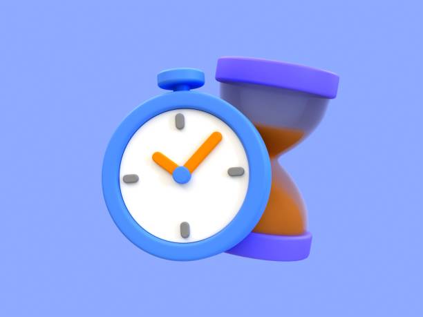 istock 3d minimal time management concept. urgent work. fast service. stopwatch with an hourglass. 3d illustration. 1463333380