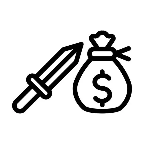 Vector illustration of Extortion Thick Line Icon