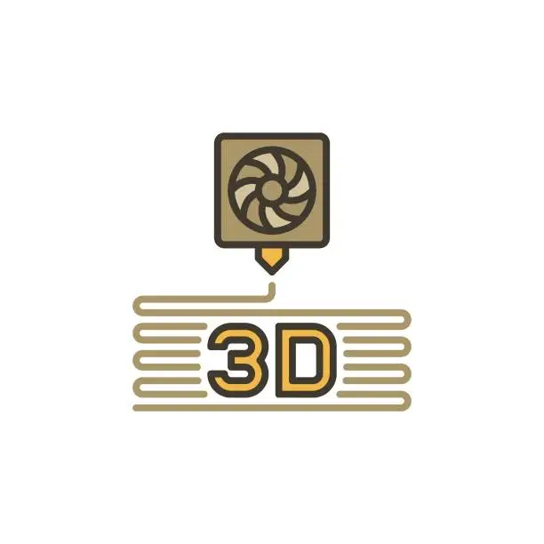 Vector illustration of Printer Extruder vector 3D Printing concept colored icon