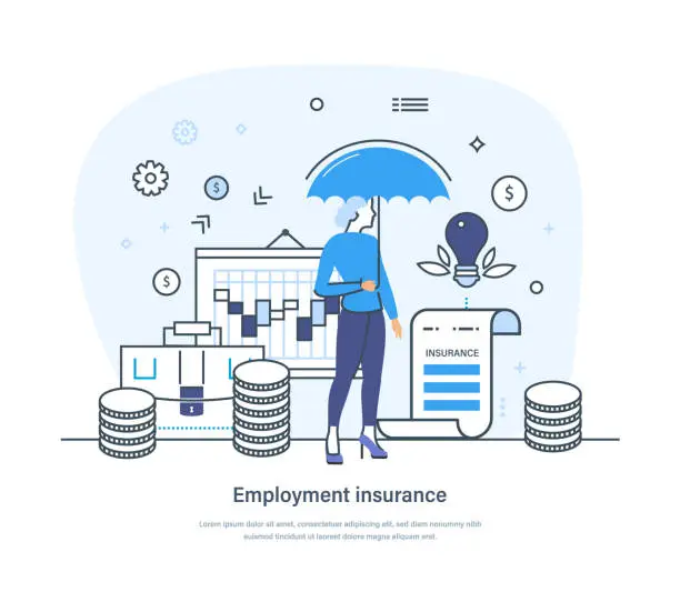 Vector illustration of Employment insurance government program for temporary income support